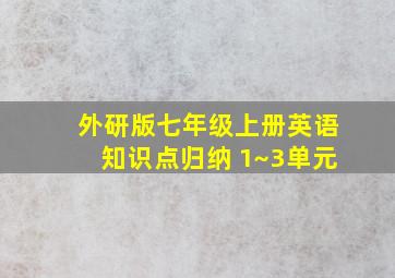 外研版七年级上册英语知识点归纳 1~3单元